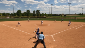 2022-06-28 Pool 02 – Madeline Waddell snags a line drive and doubles up the runner